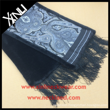 One Side Silk Paisley Print and Other Side Fake Fox Fur Scarf